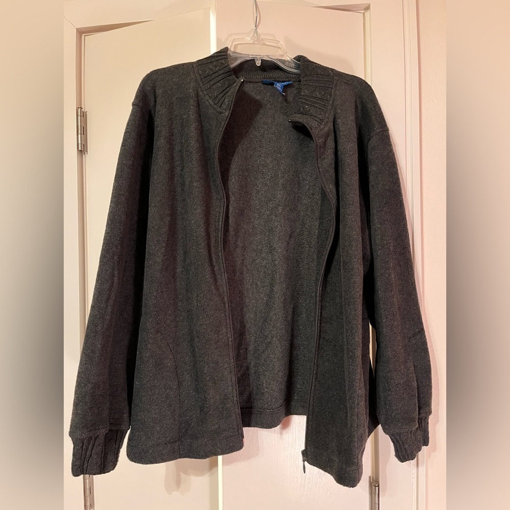 Fleecy zip up with sweater details